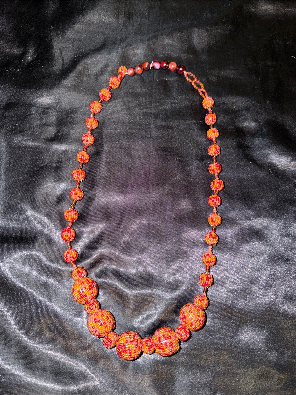 Beaded Orange Multi-Tone Statement Necklace